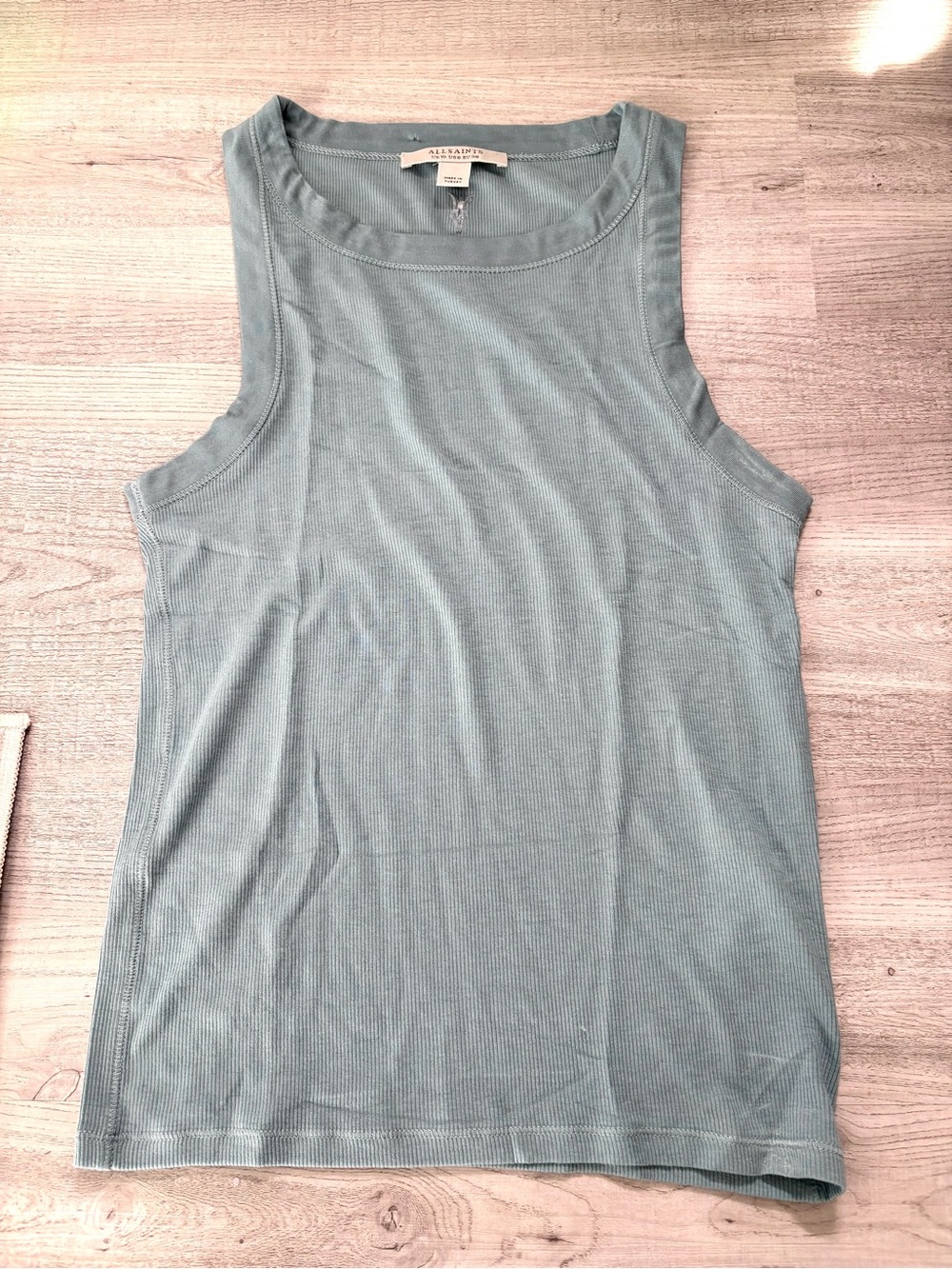 All Saints Rina Ribbed Crewneck Captain Blue Tank Top Small